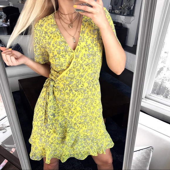 Banana Republic | Dresses | Banana Republic Yellow Floral Wrap Around Dress  | Poshmark